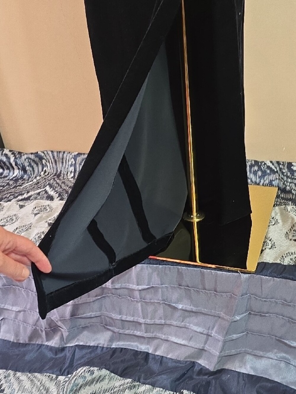 Betsy & Adam Black Velvet Cowl-Back Evening Gown - Picture 17 of 17